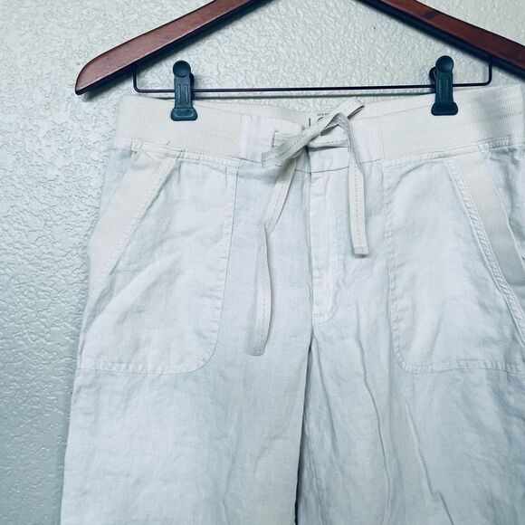 Ann Taylor LOFT Linen Cream Beige Lounge Trouser Pants 6 - Picture 4 of 7